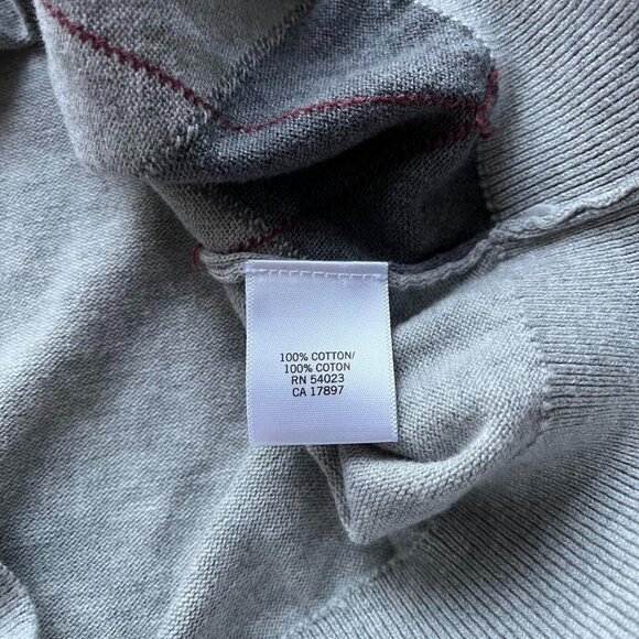Banana Republic Sweater Mens Large Gray Argyle V Neck 100% Cotton Business Top - Picture 3 of 7